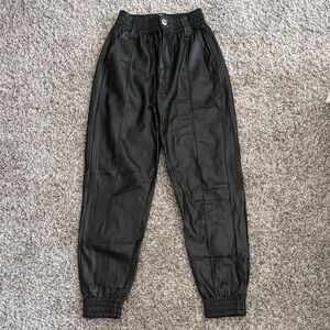 Bershka Black Faux Leather Jogger Pants